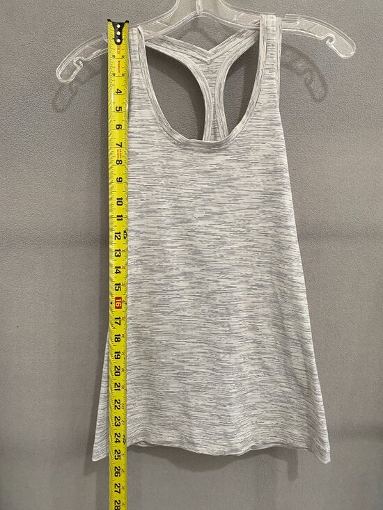 Lululemon White Gray Striped Racerback Tank Top Athletic Yoga Workout Top - Picture 2 of 4